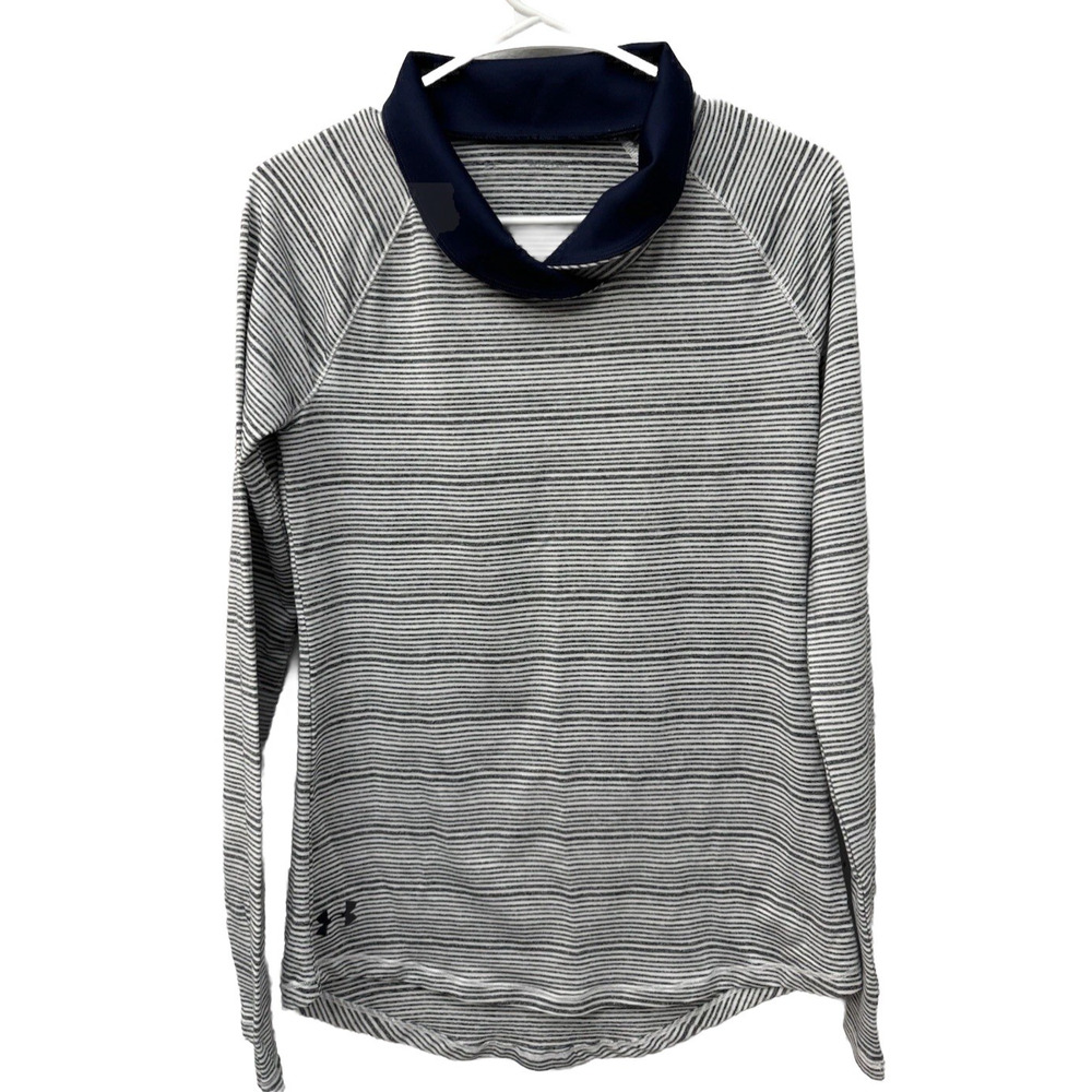 Under Armour Womens XS ColdGear Cowl Neck Long Sleeve Workout Top Gray Blue